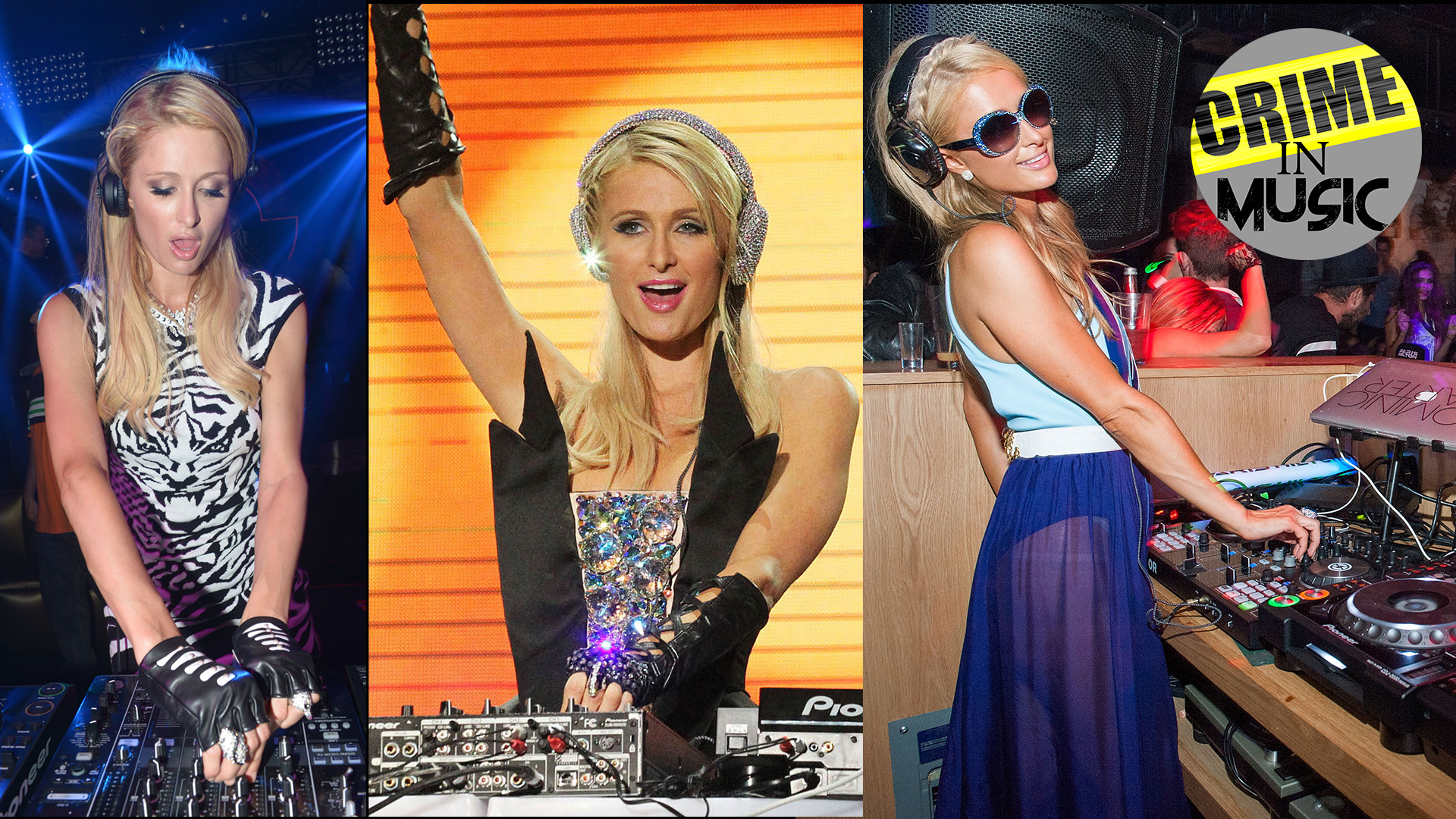 photo collage of socialite Paris Hilton, Pop singer, DJ